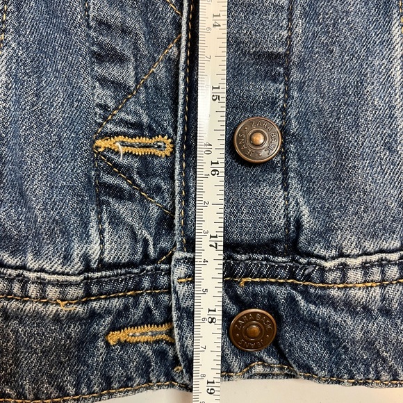 Zara Denim Jacket sz M Customized Freedom Graphic Patch OOAK Soft Blue Cotton - Picture 8 of 12